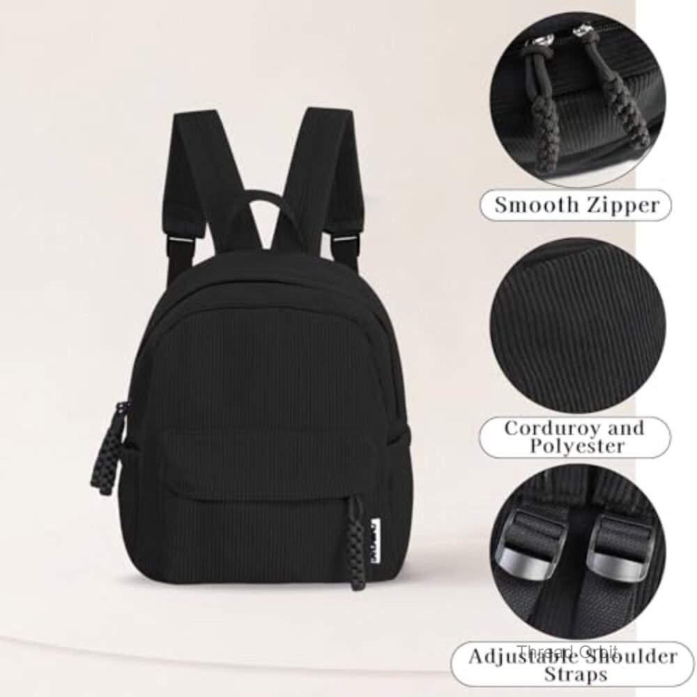 Lightweight Corduroy Backpack, Multi Compartment … - image 4